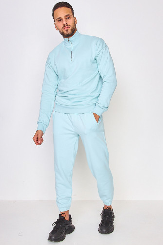 Sweat demi-zip bleu