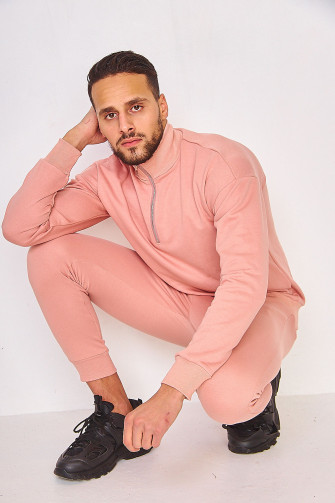 Sweat demi-zip rose