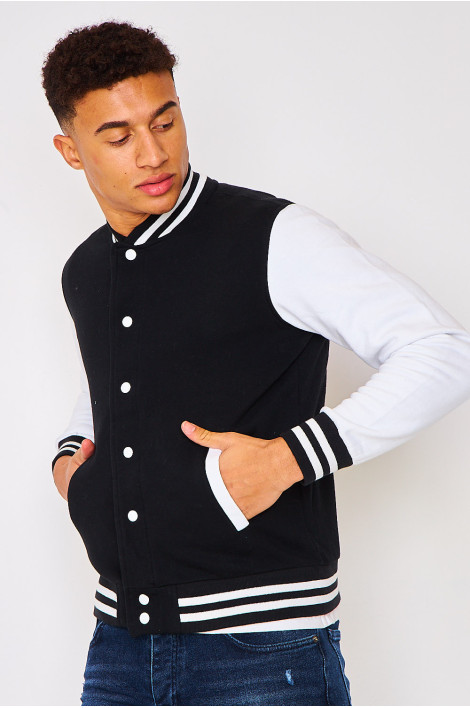 Bomber bicolore noir et blanc molletonné