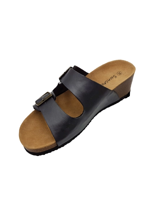 Claquettes Sunshine Eva Compensée Noir