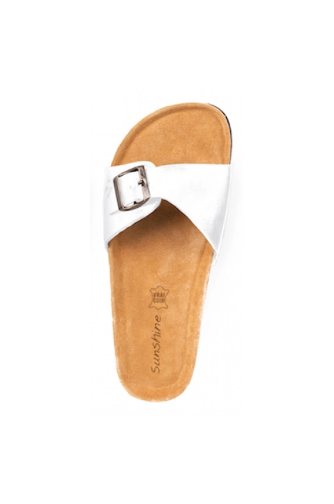 Matte white leather sunshine eva slides
