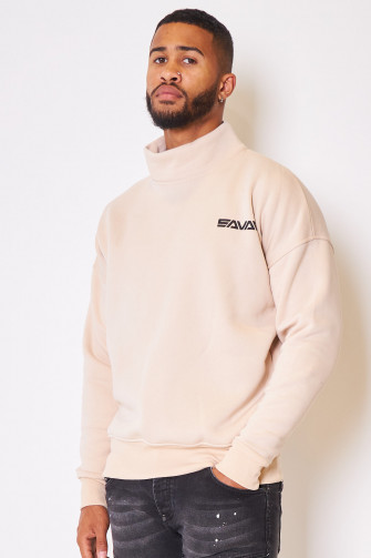 Sweat beige col montant "savage"