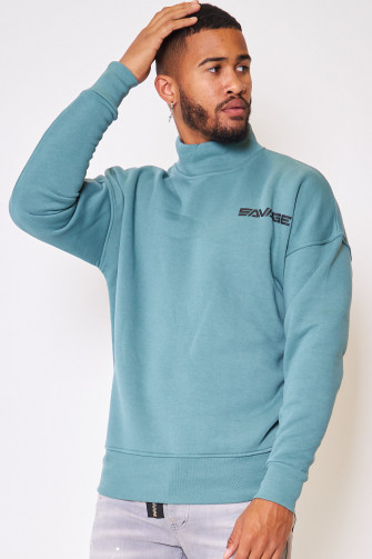 Sweat vert col montant "savage"