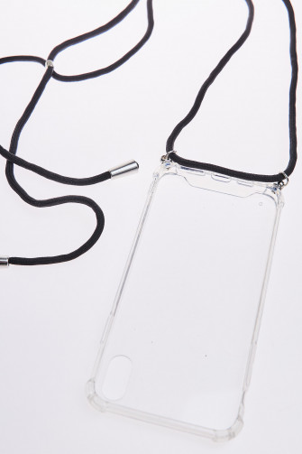 Coque Iphone XS Max transparente avec cordon noir
