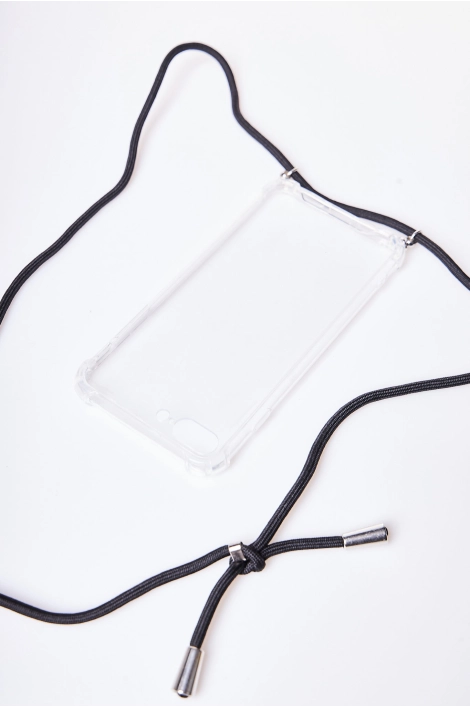 Coque Iphone 7 plus/8 plus transparente avec cordon noir