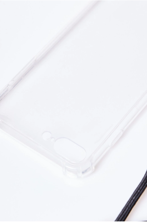 Coque Iphone 7 plus/8 plus transparente avec cordon noir