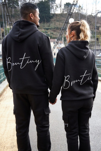 Sweat à capuche noir inscription Brentiny