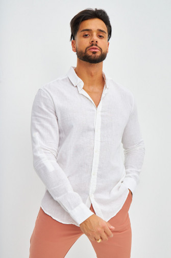 Chemise en lin blanche manches longues