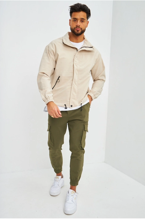 Veste beige col montant