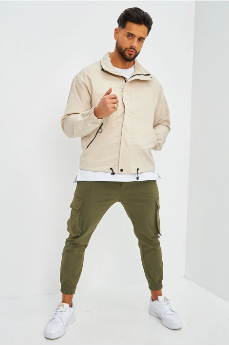 Veste beige col montant