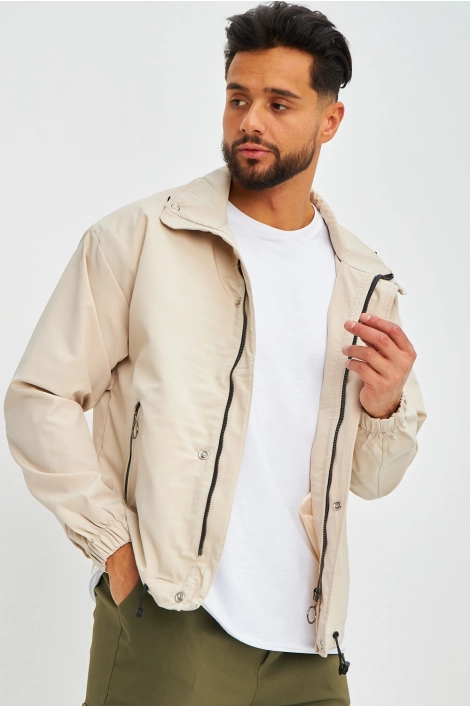 Veste beige col montant