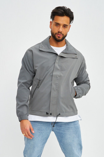 Veste gris foncé col montant