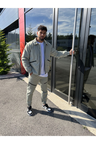 Blouson kaki à poches zippées