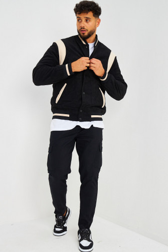 Bomber noir en velours côtelé