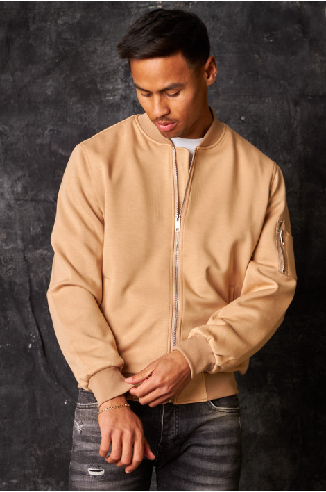 Bomber en suédine beige