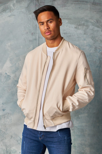 Bomber en suédine beige clair