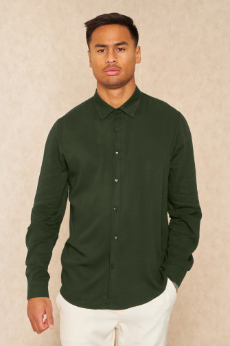 Chemise fluide manches longues kaki