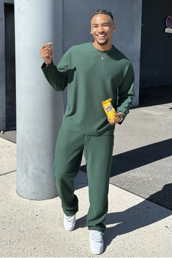 Ensemble 2 pièces pull + pantalon vert foncé