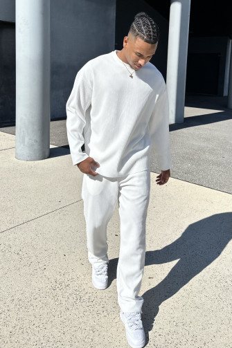 Ensemble 2 pièces pull + pantalon blanc