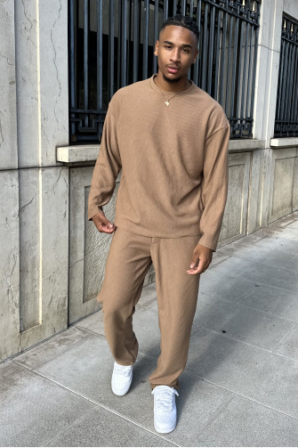 Ensemble 2 pièces pull + pantalon marron