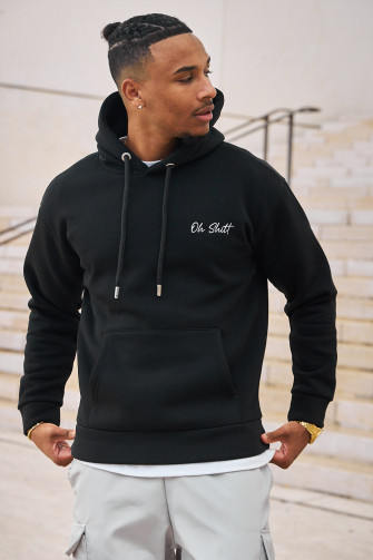 Sweat à capuche noir "oh shit! "