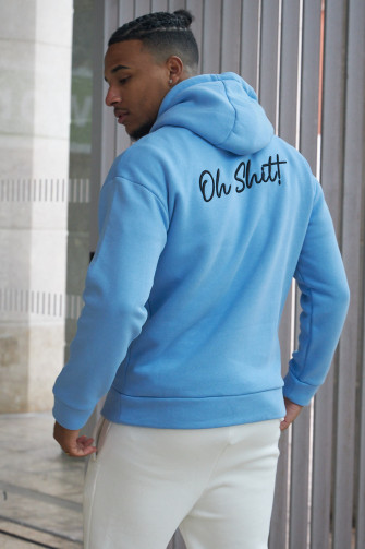 Sweat à capuche bleu "oh shit! "