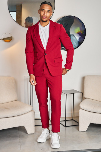 Costume 2 pièces blazer + pantalon bordeaux