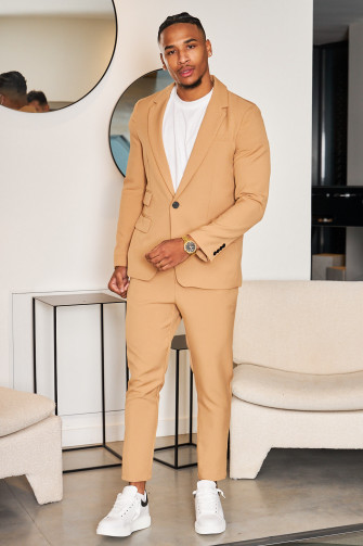 Costume 2 pièces blazer + pantalon camel