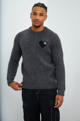 Pull en maille gris "coeur"