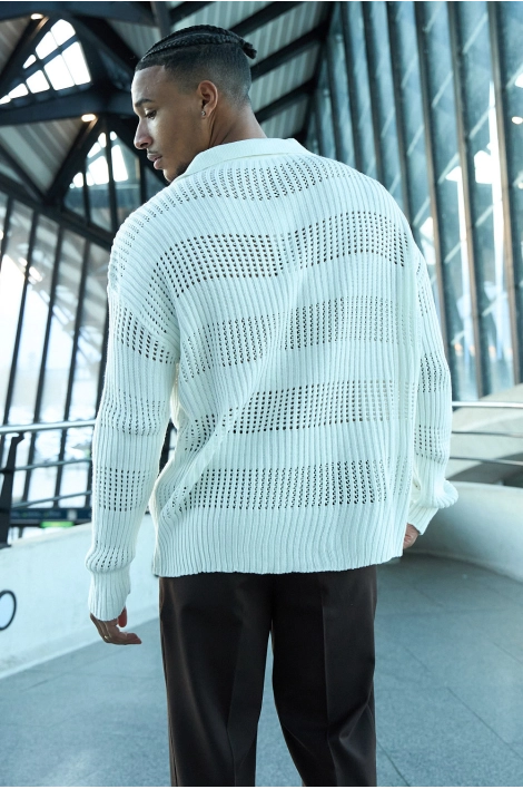 Gilet en maille ajourée blanc