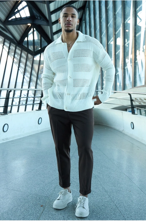 Gilet en maille ajourée blanc