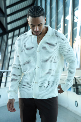 Gilet en maille ajourée blanc