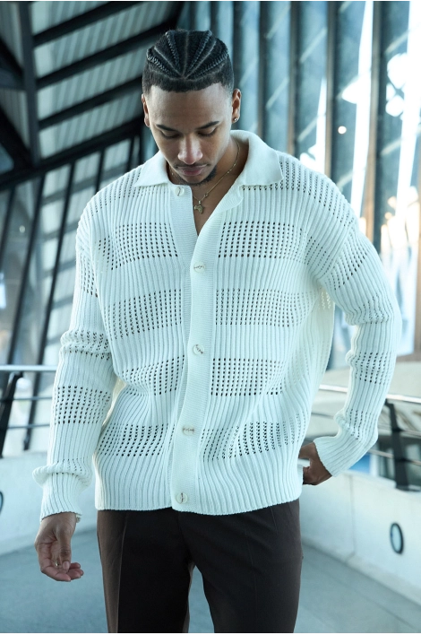 Gilet en maille ajourée blanc
