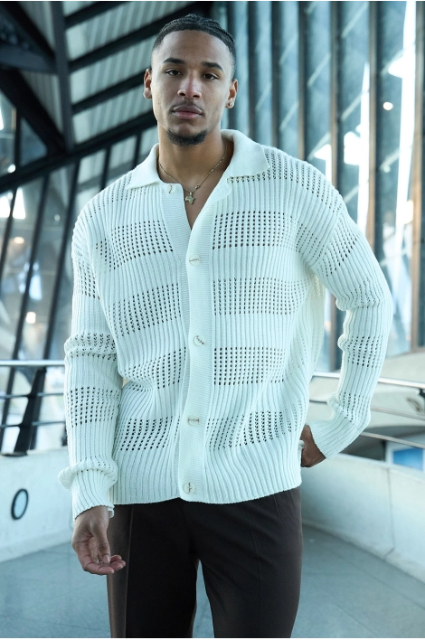 Gilet en maille ajourée blanc