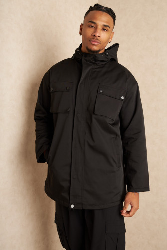Parka noire à capuche