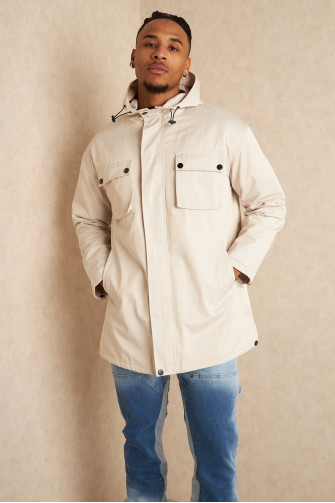 Parka beige à capuche