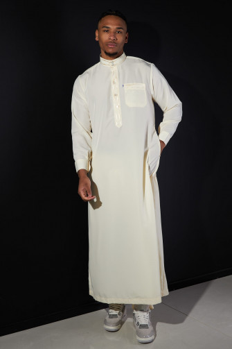 Ensemble 2 pièces qamis + pantalon beige