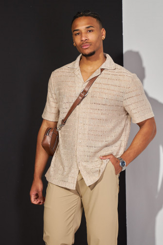 Chemise beige ajourée