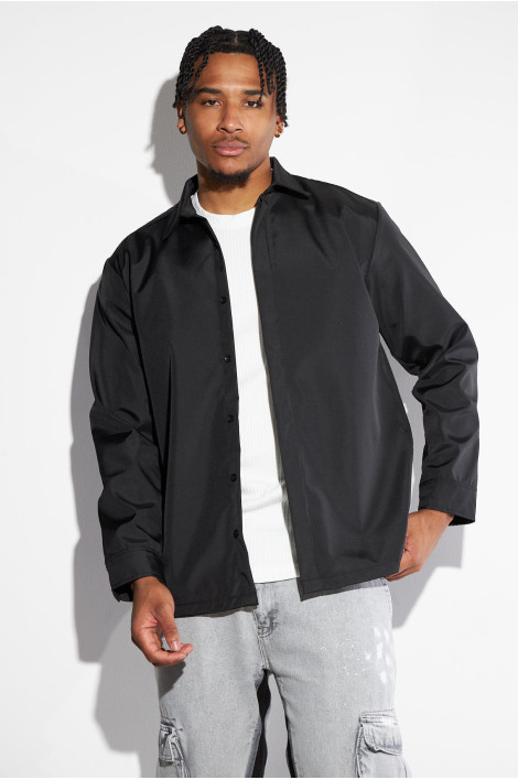 Chemise noire large texturée
