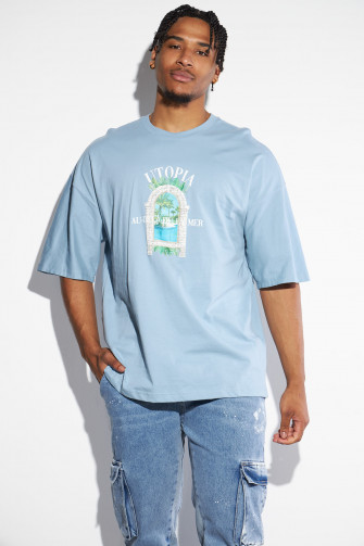 T-shirt bleu clair "utopia"