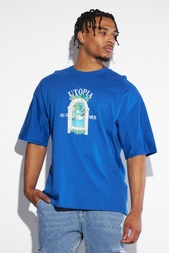 T-shirt bleu foncé "utopia"