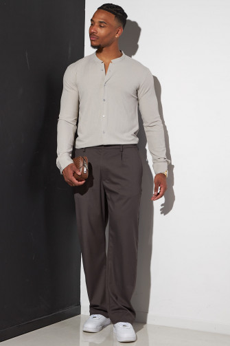 Chemise grise côtelée