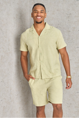 Ensemble 2 pièces chemise + short texturé vert