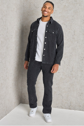 Ensemble 2 pièces veste + jean noir texturé