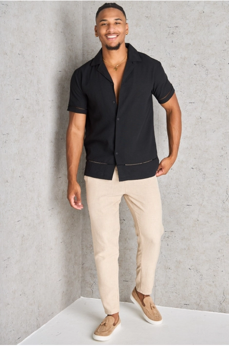 Chemise légère noire ajourée