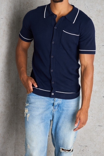 Chemise bleu foncé texturée