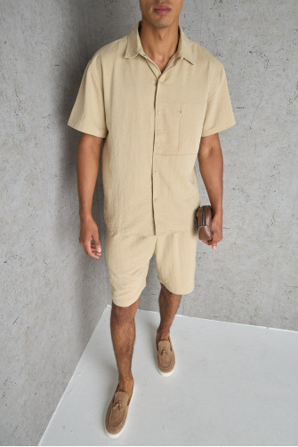 Ensemble 2 pièces chemise + short camel