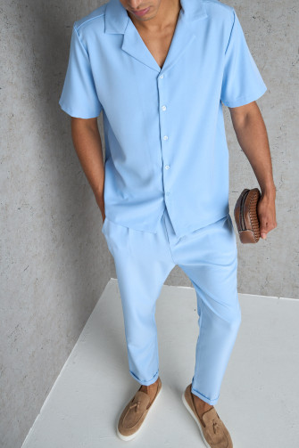 Ensemble 2 pièces chemise + pantalon bleu clair