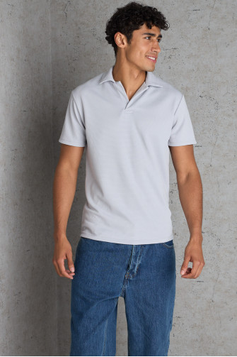 Polo basic gris texturé