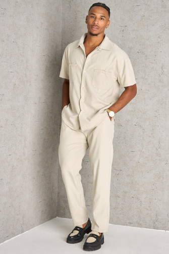Ensemble 2 pièces chemise + pantalon beige